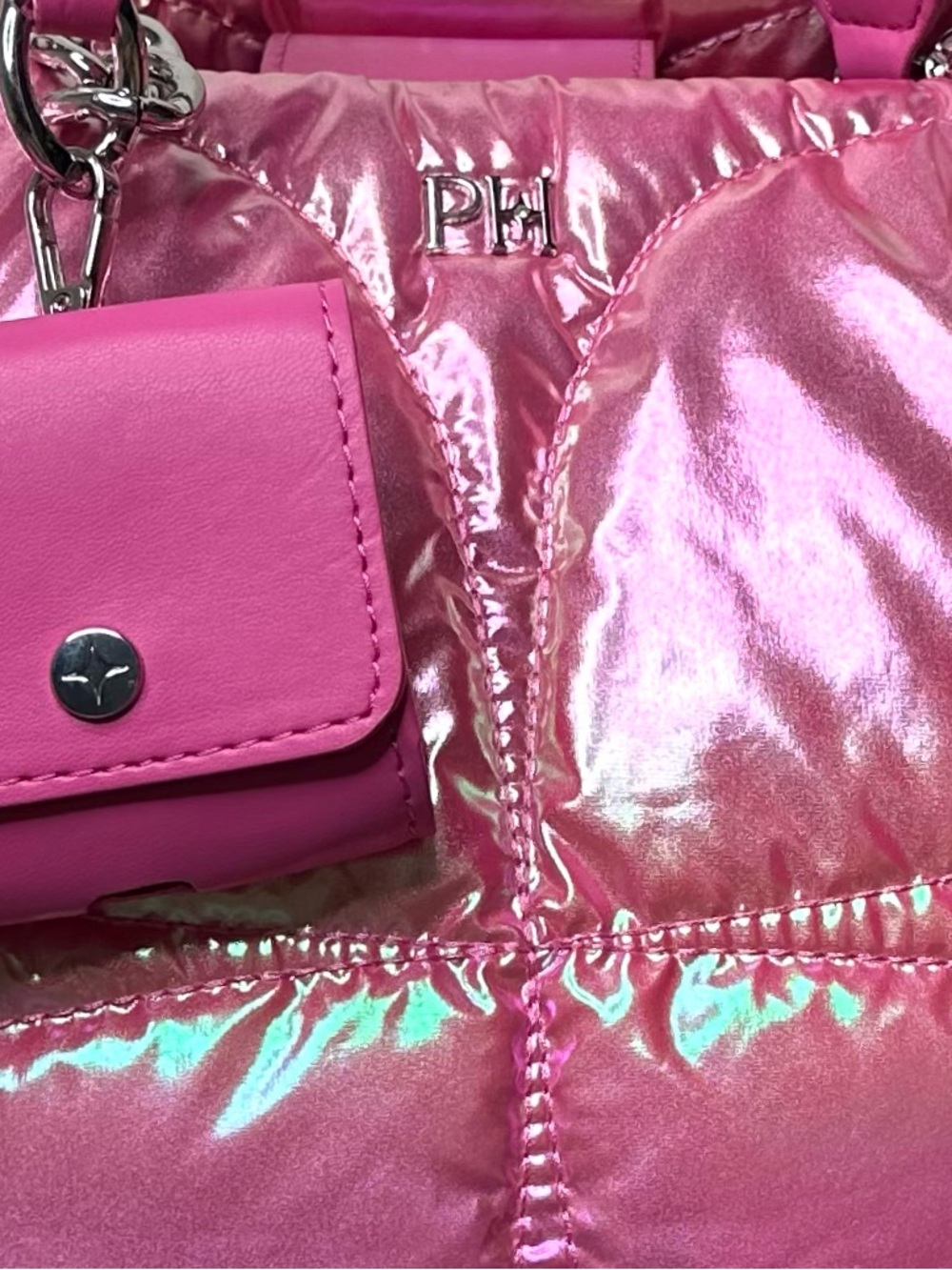 Paris Hilton Iridescent Pink Puffer Tote Bag - Picture 7 of 7